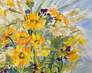 Calendula Korn Blumen im Aquarell