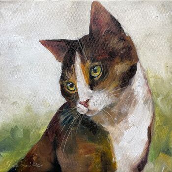 katze portrait malerei öl tiere
