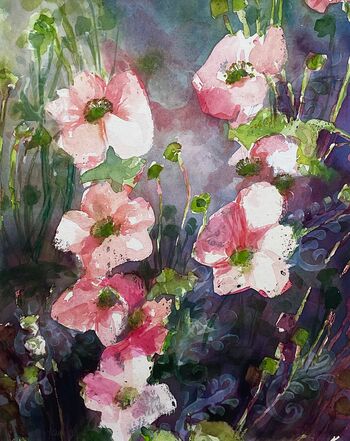 chinesische annemonen aquarell malerei gemälde