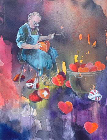 herzenflicker aquarell gebrochene herzen malerei
