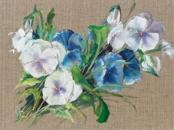 Stiefmütterchen weiß blau Blume in Öl