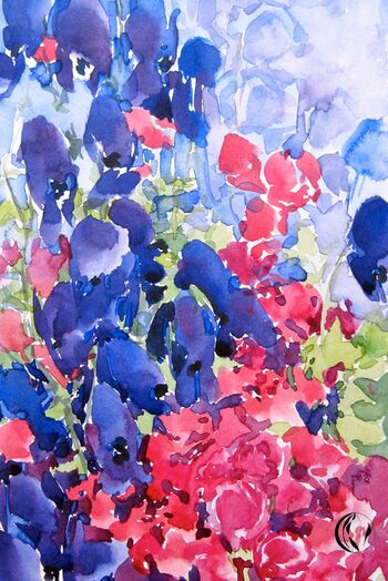 eisenhut flox Blumen im Aquarell