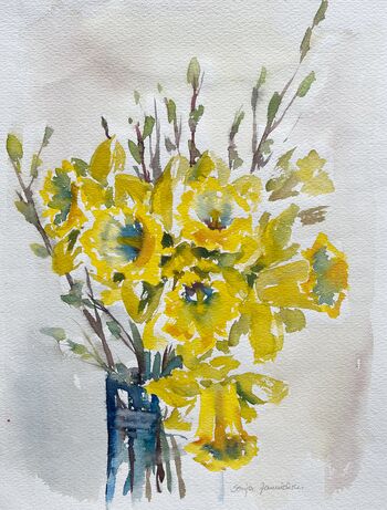 Osterglocken Narzissen Blumen Aquarell malen