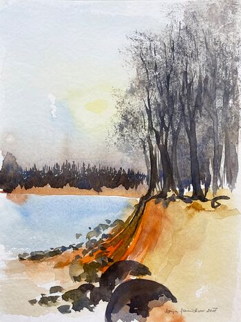 abbruchkante meer aquarell malerei wasser