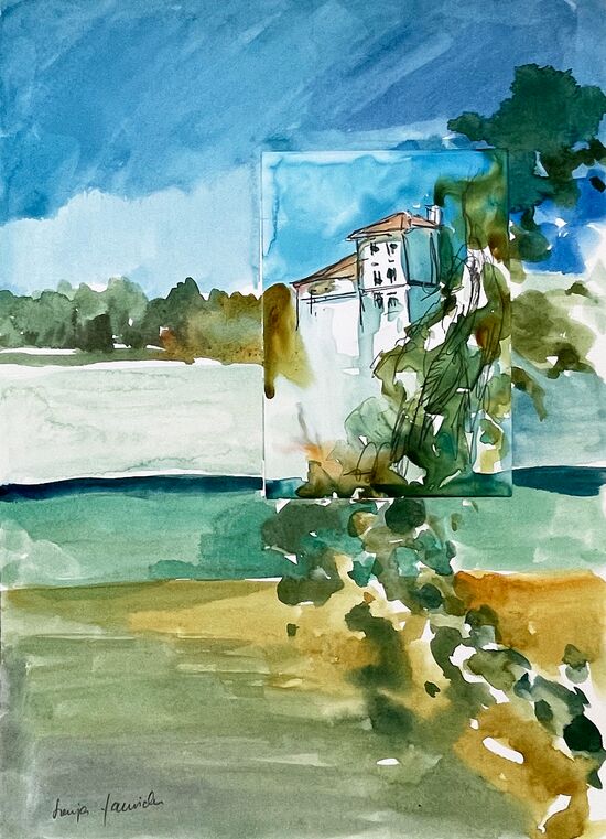 malen am meer bildausschnitt serie4 serie aquarell steinpapier haus landschaft malerei