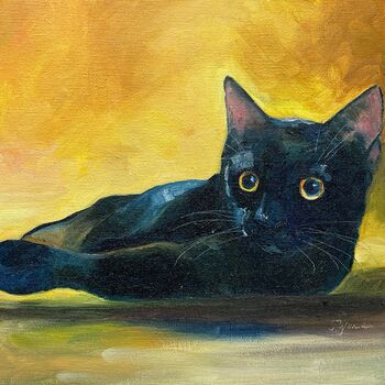 katze tiere familie malerei öl portrait
