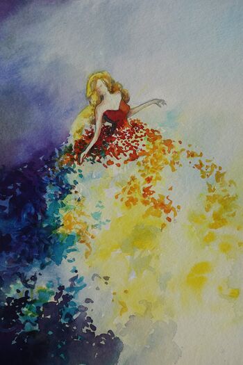 Tanz Kleid Figur Elfe Aquarell
