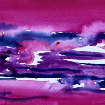 abstrakt lila aquarell malerei wolken landschaft
