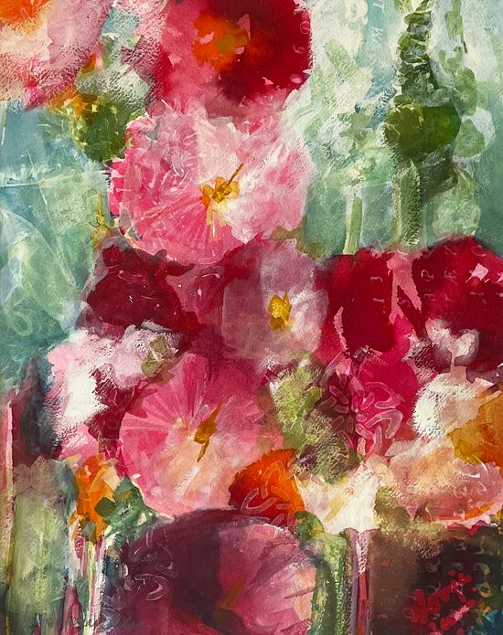 stockrosen rot malerei aquarell gemälde