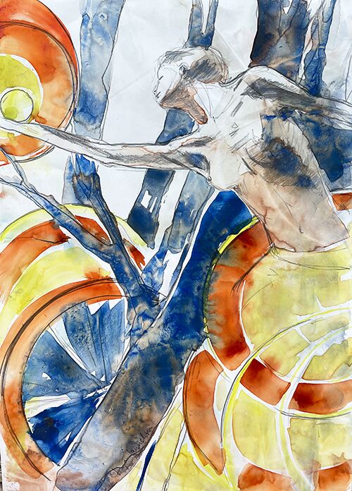 Tänzerin abstakt Figur Person Aquarell malen