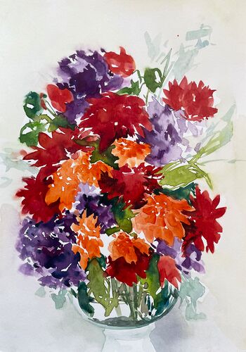 blumenstrauß aquarell malerei bunt