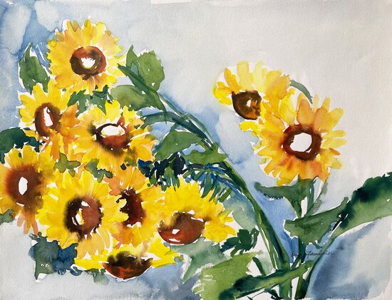 Sonnenblumen gelb Blumen malen Aquarell