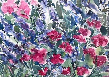 lavendel blumen rosa lila malerei aquarell gemälde