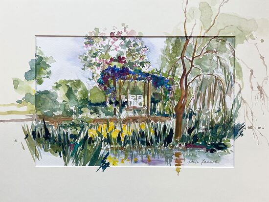garten blumen aquarell malerei