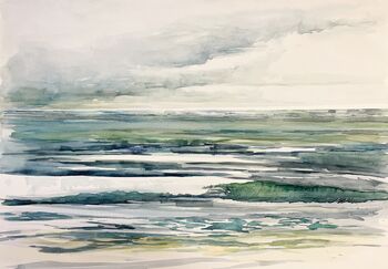 Meer Wellen Himmel Aquarell